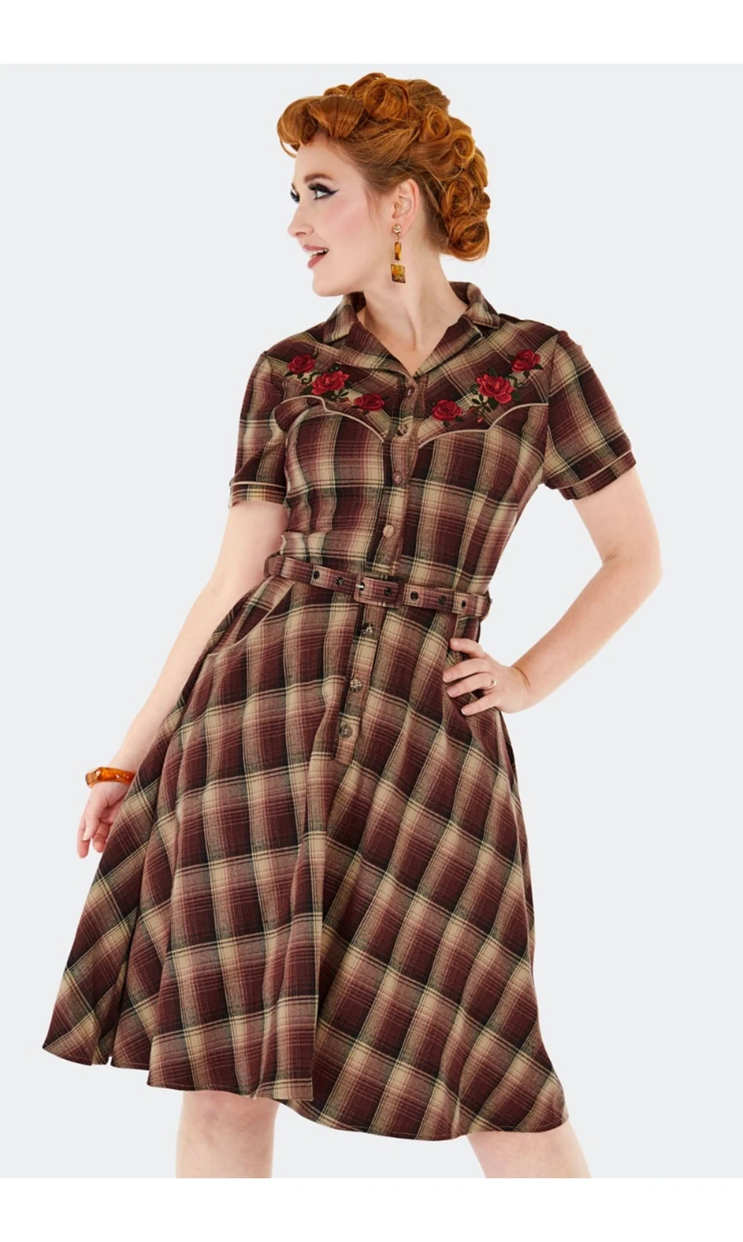 Robe chemise évasée de style occidental