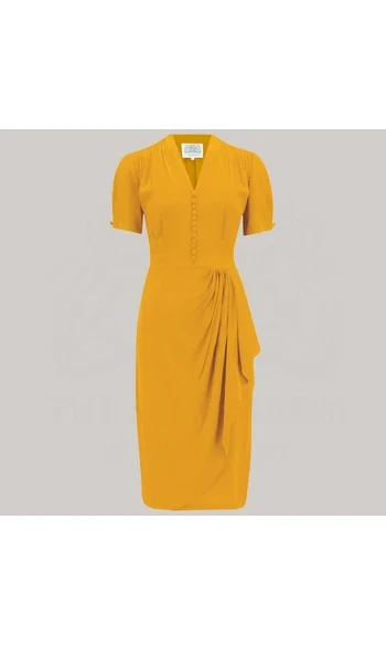 Robe Mabel Waterfall couleur moutarde