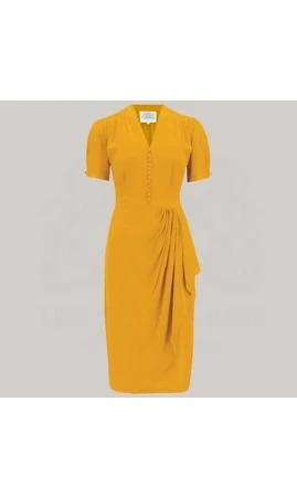 Robe Mabel Waterfall couleur moutarde