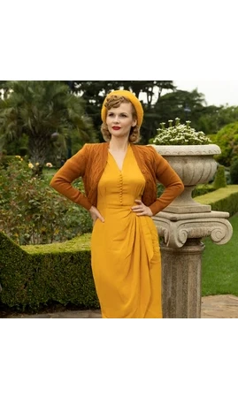 Robe Mabel Waterfall couleur moutarde