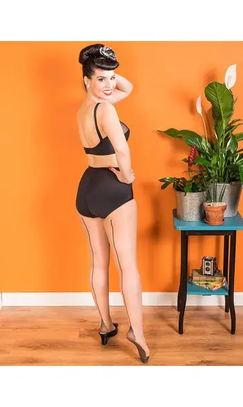 Collants à coutures Noir / champagne