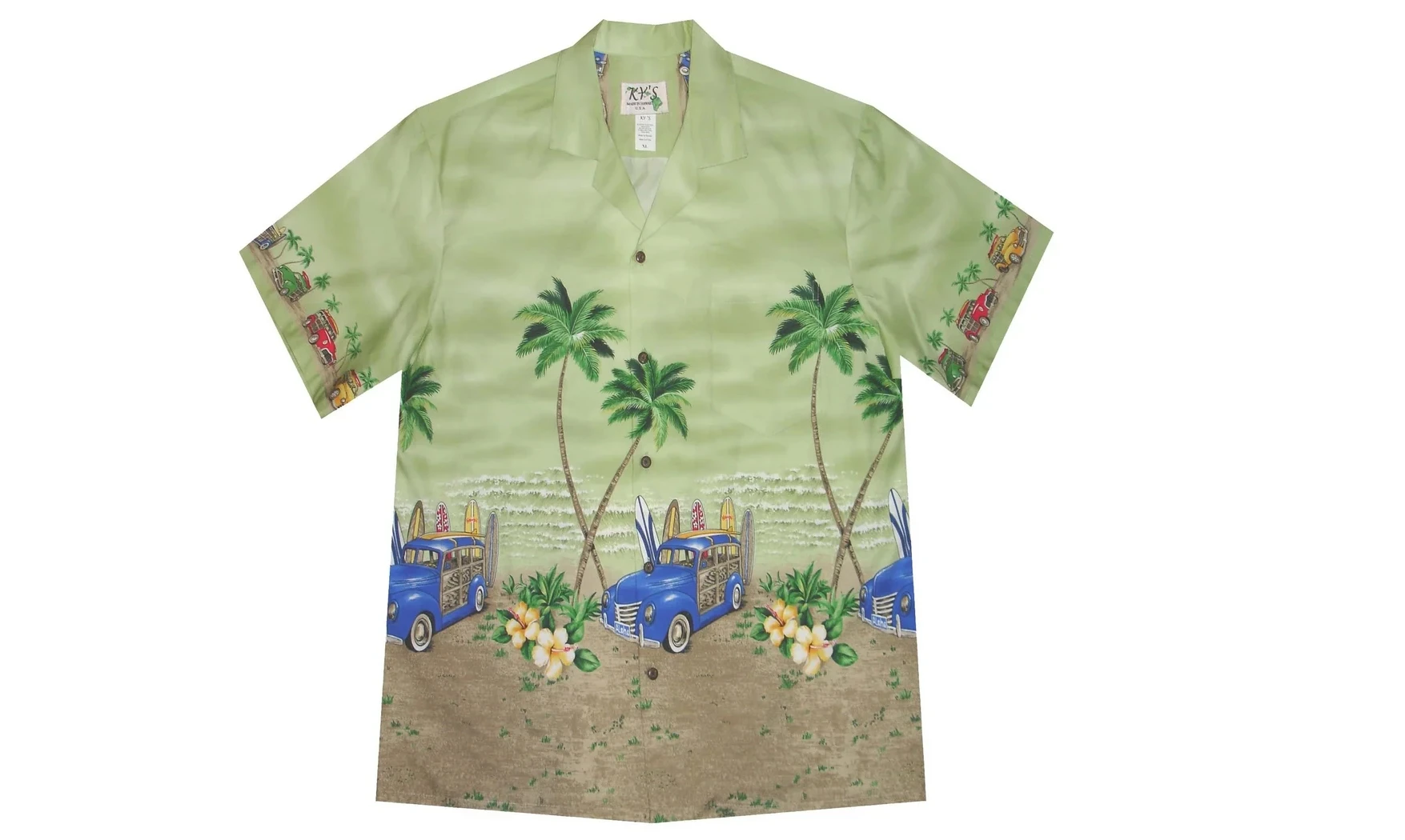 Chemise Hawai woody verte