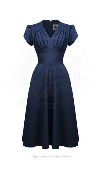 Robe 40's, plissé bleu swing