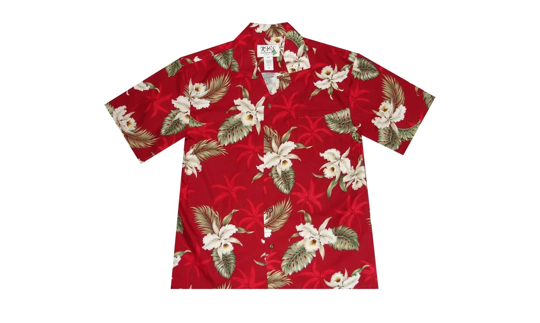 Chemise Aloha rouge orchidée classique
