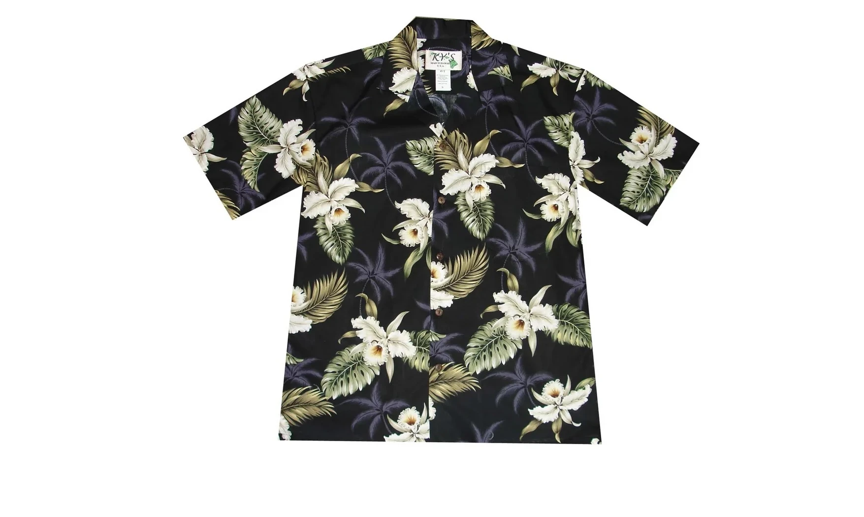 Chemise Aloha classique noire Orchid
