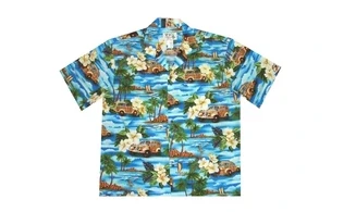 Woody Island Blue Aloha Shirt