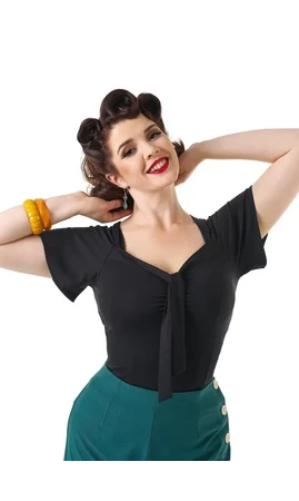 Haut à nouer des années 1940 - Noir