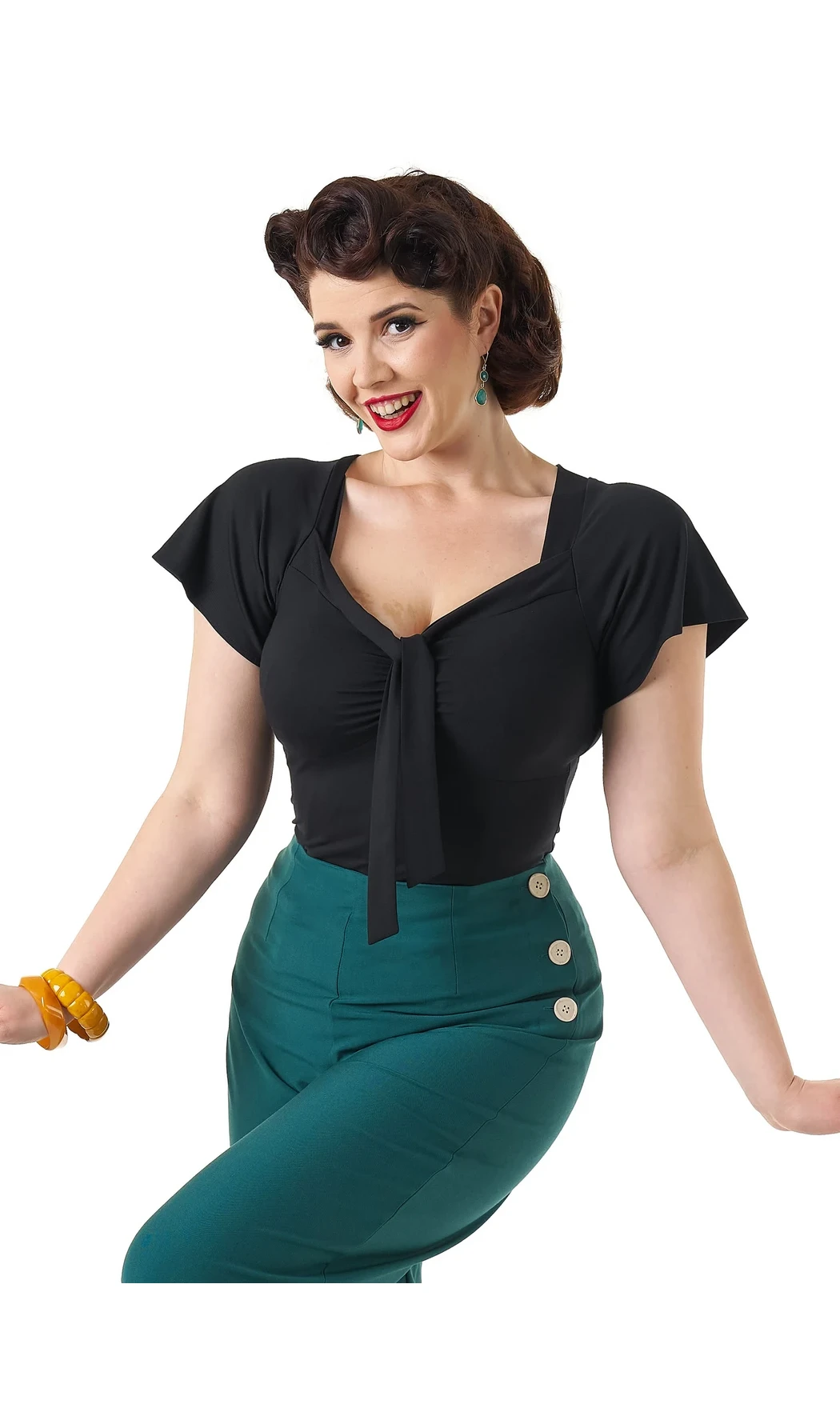 Haut à nouer des années 1940 - Noir