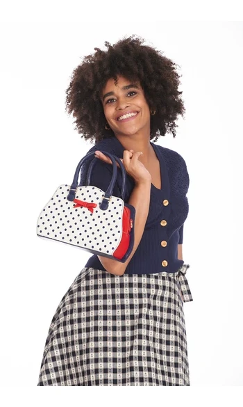 Sac à main blanc à pois