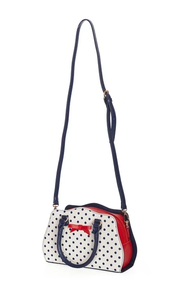 Sac à main blanc à pois