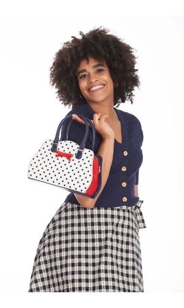 Sac à main blanc à pois